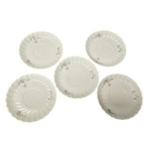 Porsgrund Norway Swirl Pansy's Demitasse Floral Print 6 Saucer Plates China Set
